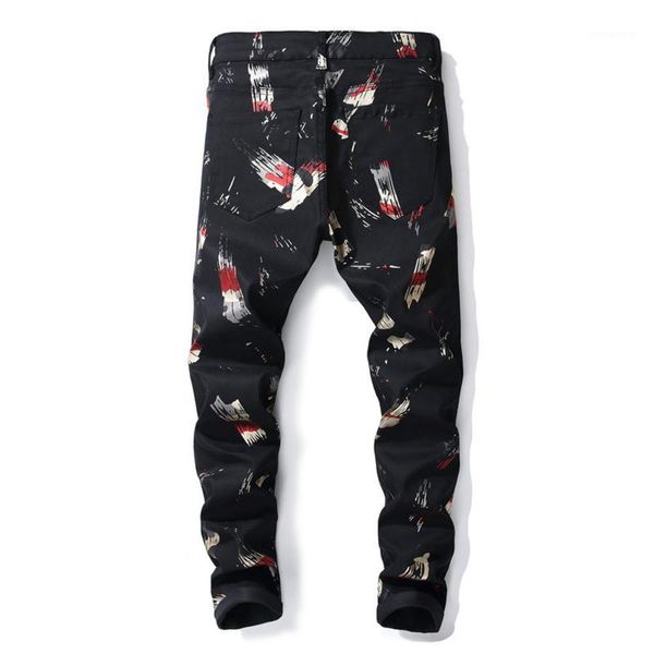 new men's fashion 3d colored pattern printed jeans black painted slim pants men jean, Blue 
new men's fashion 3d colored pattern printed jeans black painted slim pants men jean, Blue