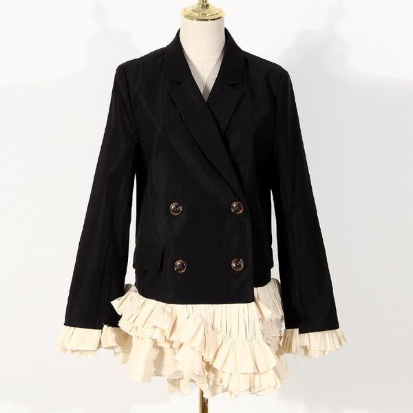 casual dresses women ruffles blazer dress spring autumn double breasted pleated colorblock, Black;gray
casual dresses women ruffles blazer dress spring autumn double breasted pleated colorblock, Black;gray