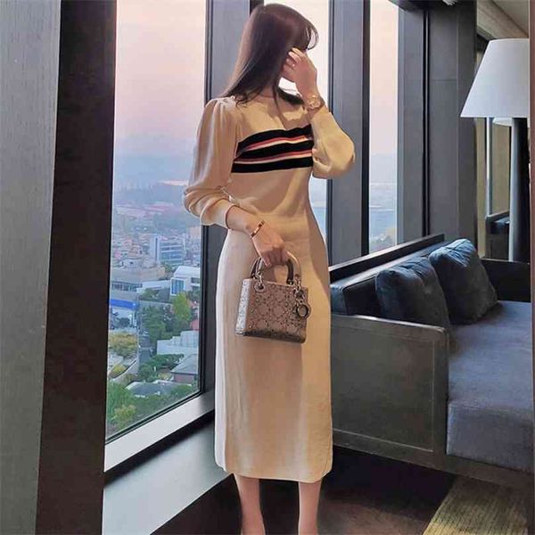 long winter han edition recreational temperament cultivate one's morality knitting color matching striped sweater dress 210602, Black;gray
long winter han edition recreational temperament cultivate one's morality knitting color matching striped sweater dress 210602, Black;gray