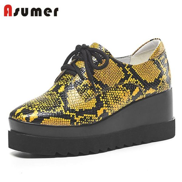 dress shoes asumer 2021 7cm wedges platform women genuine leather casual snake punk lace up pumps, Black
dress shoes asumer 2021 7cm wedges platform women genuine leather casual snake punk lace up pumps, Black