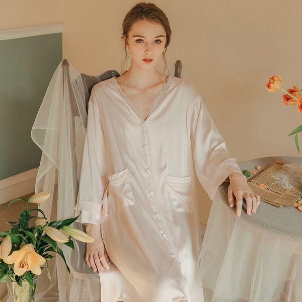 women's sleepwear french v neck night dress princess lace loose ice silk robe pajamas women nachtkleding vrouwen clothes ed50sq, Black;red
women's sleepwear french v neck night dress princess lace loose ice silk robe pajamas women nachtkleding vrouwen clothes ed50sq, Black;red