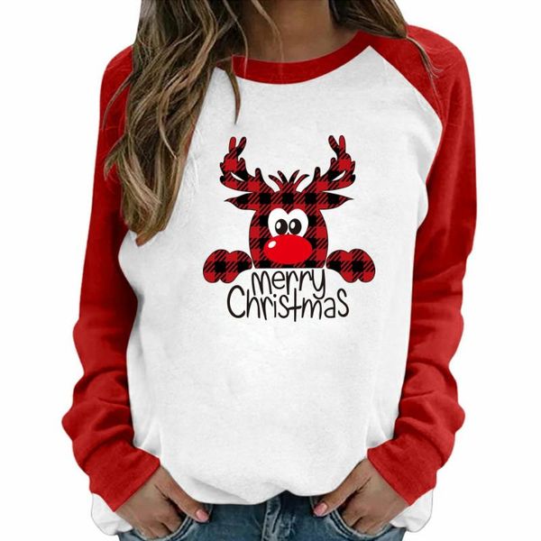 women's t-shirt red plaid deer christmas raglan long sleeve graphic tees winter women clothes plus size t-shirts, White
women's t-shirt red plaid deer christmas raglan long sleeve graphic tees winter women clothes plus size t-shirts, White
