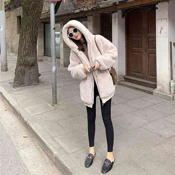 imitation rabbit ruff autumn winter coat hooded thick plush velvet fur loose pink zipper female plus size outwear 210601, Black
imitation rabbit ruff autumn winter coat hooded thick plush velvet fur loose pink zipper female plus size outwear 210601, Black