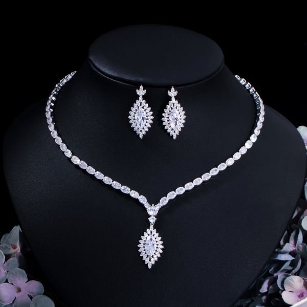 versatile fashion aaa zircon earrings necklace set wedding dress accessories, Black
versatile fashion aaa zircon earrings necklace set wedding dress accessories, Black