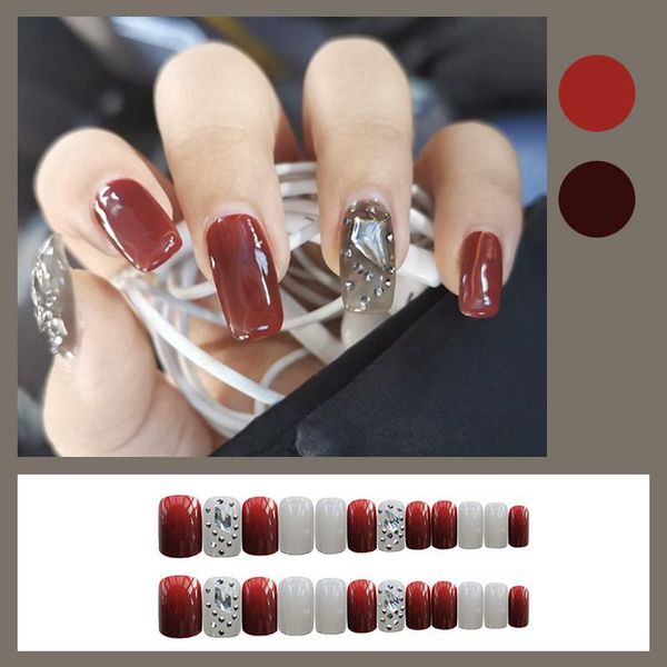 false nails 24pcs nail stickers with glue long red and black diamonds wearing art decoration diy manicure tools, Red;gold
false nails 24pcs nail stickers with glue long red and black diamonds wearing art decoration diy manicure tools, Red;gold