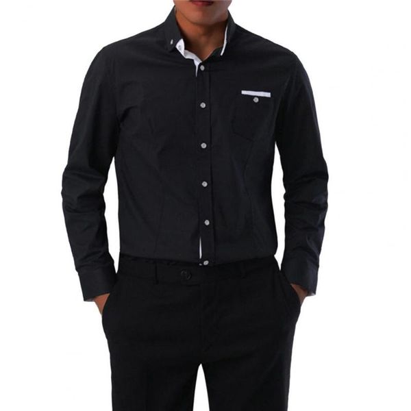 men's casual shirts 2021 fashion men shirt long sleeve pocket decor business breathable solid color lapel workwear, White;black
men's casual shirts 2021 fashion men shirt long sleeve pocket decor business breathable solid color lapel workwear, White;black