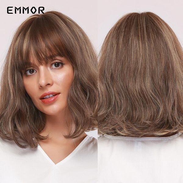 synthetic wigs emmor brown bob for women short natural wave hair with neat bangs cute cosplay heat resist wig, Black
synthetic wigs emmor brown bob for women short natural wave hair with neat bangs cute cosplay heat resist wig, Black