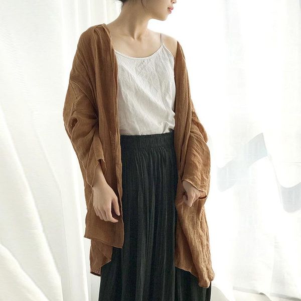 women's trench coats fairynatural female vintage thin linen sunscreen 2021 spring summer long loose ladies outerwar 4 colors, Tan;black
women's trench coats fairynatural female vintage thin linen sunscreen 2021 spring summer long loose ladies outerwar 4 colors, Tan;black