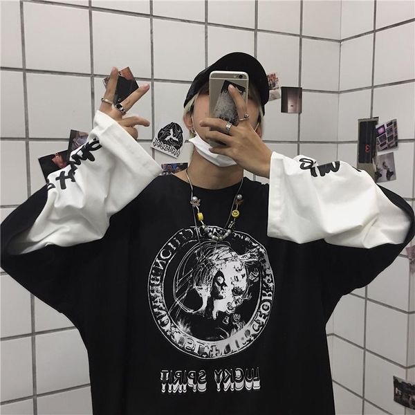 women's t-shirt punk gothic dark black anime cartoon print y2k women t-shirts drop long sleeve clothes oversized loose streetwear, White
women's t-shirt punk gothic dark black anime cartoon print y2k women t-shirts drop long sleeve clothes oversized loose streetwear, White