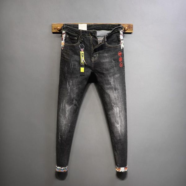 men's jeans ly embroidery designer fashion men elastic cotton patchwork slim fit ripped streetwear hip hop punk pants hombre, Blue
men's jeans ly embroidery designer fashion men elastic cotton patchwork slim fit ripped streetwear hip hop punk pants hombre, Blue