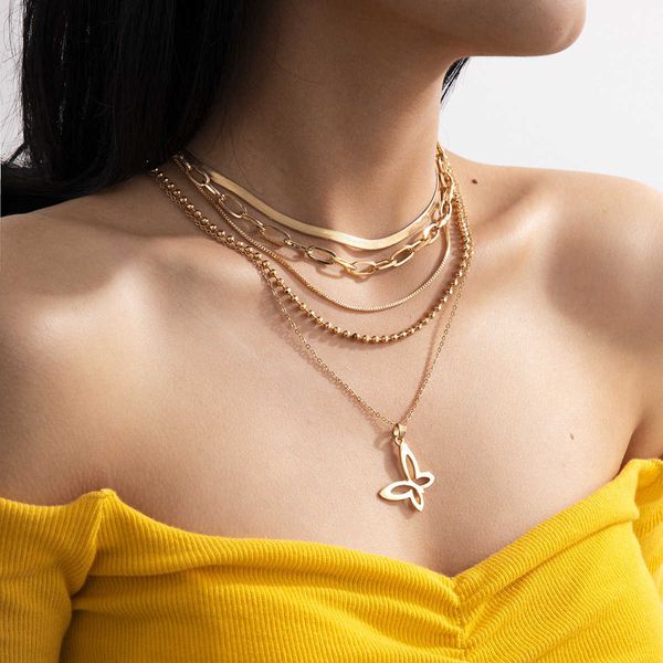 jewelry exaggerated atmosphere snake bone bead chain female personality simple hollow out butterfly necklace, Silver
jewelry exaggerated atmosphere snake bone bead chain female personality simple hollow out butterfly necklace, Silver