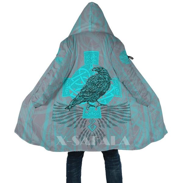men's wool & blends viking style odin raven tattoo cyan 3d printed hoodie long coat hooded cloak thick parkas outerwear cotton pullover, Black
men's wool & blends viking style odin raven tattoo cyan 3d printed hoodie long coat hooded cloak thick parkas outerwear cotton pullover, Black