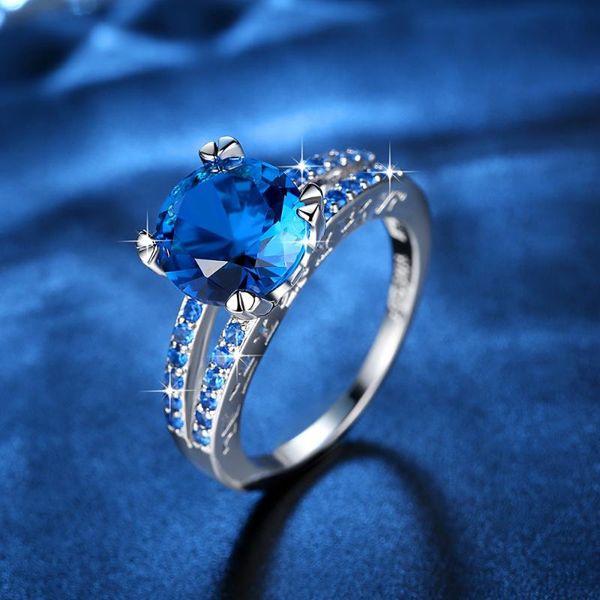 cluster rings prong setting shiny blue crystal silver women's wedding engagement brass decoration jewelry, Golden;silver
cluster rings prong setting shiny blue crystal silver women's wedding engagement brass decoration jewelry, Golden;silver