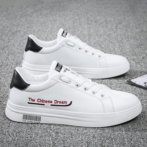 Men's 2021 spring new casual white Korean versatile board student sports running shoes, White black
Men's 2021 spring new casual white Korean versatile board student sports running shoes, White black
