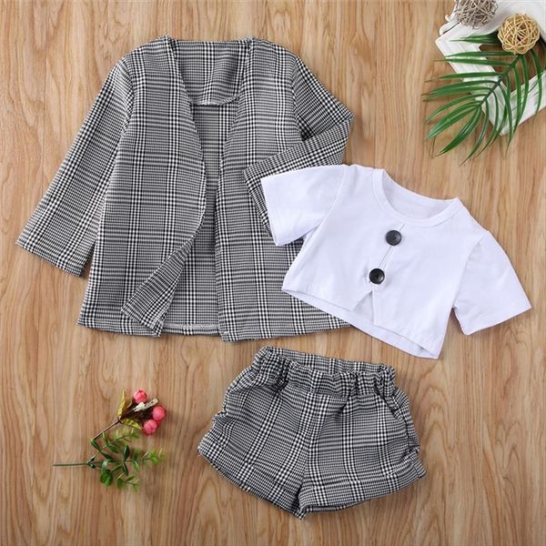 1 6y 3pcs blazer sets infant baby girls kids clothes short sleeve pants plaid coat formal outfit, White
1 6y 3pcs blazer sets infant baby girls kids clothes short sleeve pants plaid coat formal outfit, White