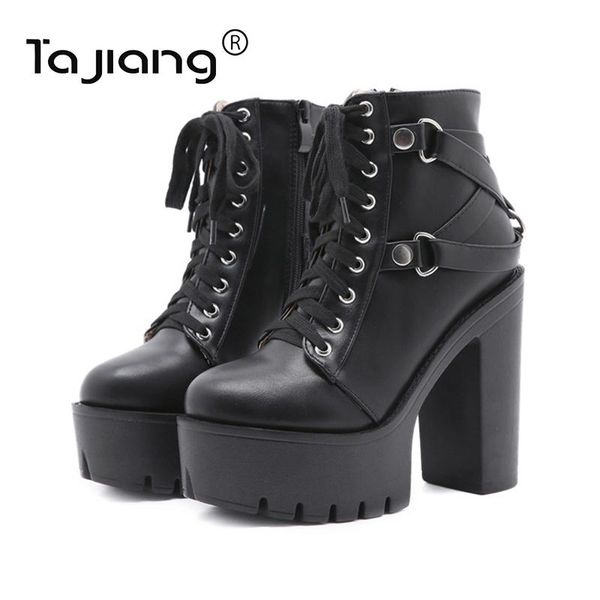 boots ta jiang metal decoration women's ankle shoes leather lace-up high-heel platform short t2024, Black
boots ta jiang metal decoration women's ankle shoes leather lace-up high-heel platform short t2024, Black