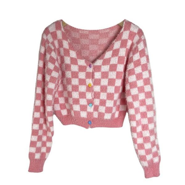 women's knits & tees 2021 women knit plaid print crop long sleeve v neck checkerboard button down cardigan autumn slim top, White
women's knits & tees 2021 women knit plaid print crop long sleeve v neck checkerboard button down cardigan autumn slim top, White
