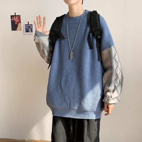 men's sweaters sweater men 2021 winter patchwork harajuku korean style o-neck oversized knitted hip hop pullovers women, White;black
men's sweaters sweater men 2021 winter patchwork harajuku korean style o-neck oversized knitted hip hop pullovers women, White;black