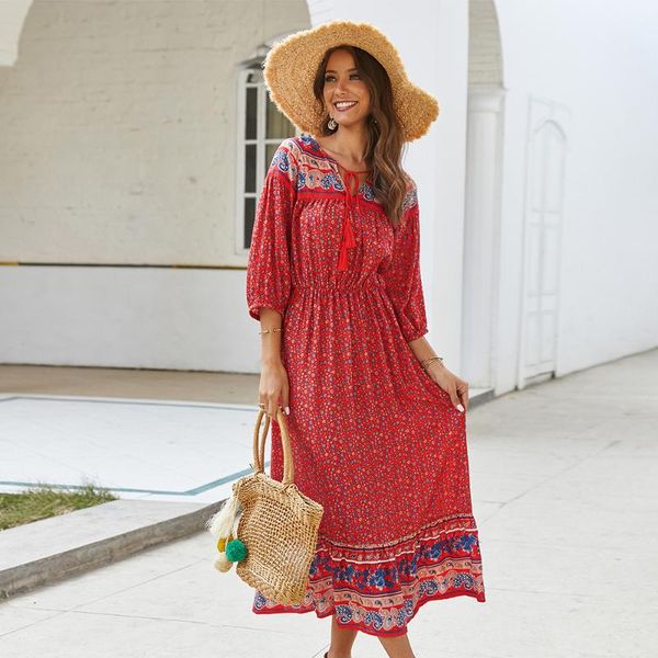 bohemian floral dress, Black;gray