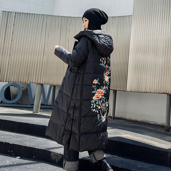 2021 new women's x-long winter jacket floral embroidery single breasted hooded big pockets chinese style ladies parkas outwear female z, Black
2021 new women's x-long winter jacket floral embroidery single breasted hooded big pockets chinese style ladies parkas outwear female z, Black