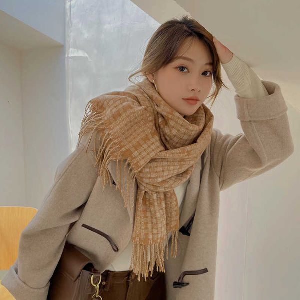 2021 autumn winter imitation cashmere scarf women japan and south korea warm color matching lattice tassel long shawl temperament bib, Blue;gray
2021 autumn winter imitation cashmere scarf women japan and south korea warm color matching lattice tassel long shawl temperament bib, Blue;gray