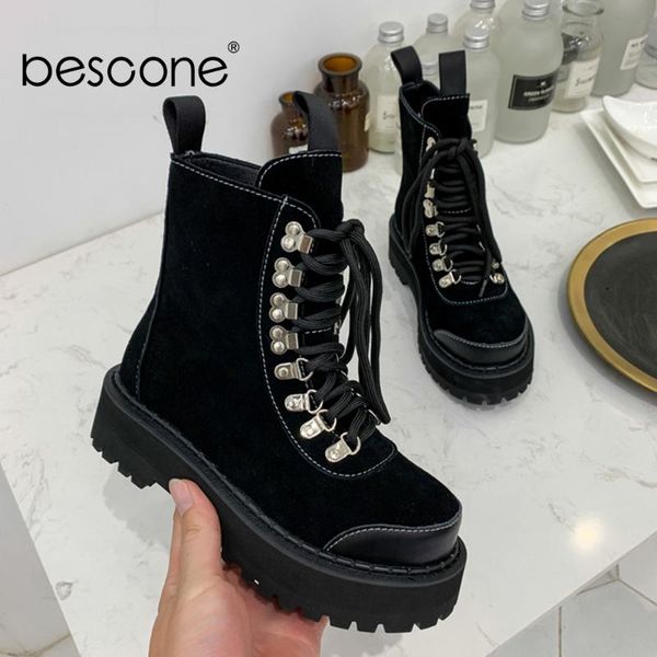 boots bescone punk style ankle woman round toe thick bottom increasing lace up ladies high platform women's shoes bo749, Black
boots bescone punk style ankle woman round toe thick bottom increasing lace up ladies high platform women's shoes bo749, Black