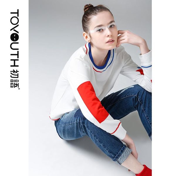 women's t-shirt toyouth fashion autumn patchwork hit color long sleeve t-shirts women casual loose round neck basic cotton tees shirt, White
women's t-shirt toyouth fashion autumn patchwork hit color long sleeve t-shirts women casual loose round neck basic cotton tees shirt, White