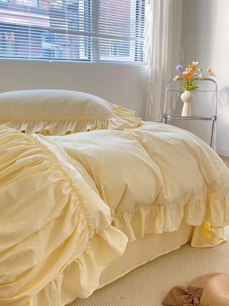 bedding sets ins korea gentle cream yellow cotton four piece set princess style pure quilt cover three
bedding sets ins korea gentle cream yellow cotton four piece set princess style pure quilt cover three