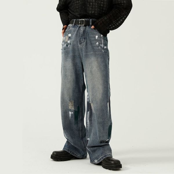 men's jeans destroy hole paint streetwear hip hop loose casual straight wide leg denim pants male korean trousers man xbue, Blue
men's jeans destroy hole paint streetwear hip hop loose casual straight wide leg denim pants male korean trousers man xbue, Blue