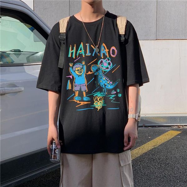and womens summer plus cartoon men t shirts graffiti dinosaur print short sleeve o neck casual shi, White;black
and womens summer plus cartoon men t shirts graffiti dinosaur print short sleeve o neck casual shi, White;black