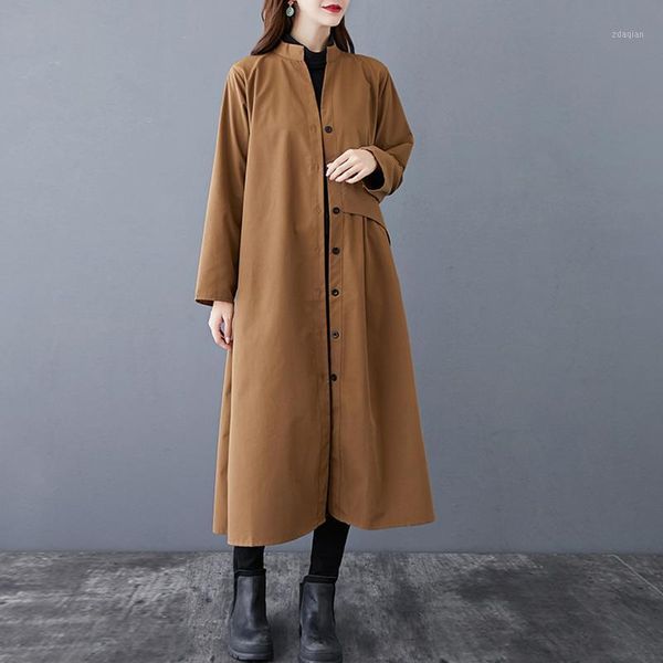 women's trench coats autumn 2021 pleated asymmetric stitching solid color windbreaker plus size long-sleeved stand collar cardigan full, Tan;black
women's trench coats autumn 2021 pleated asymmetric stitching solid color windbreaker plus size long-sleeved stand collar cardigan full, Tan;black