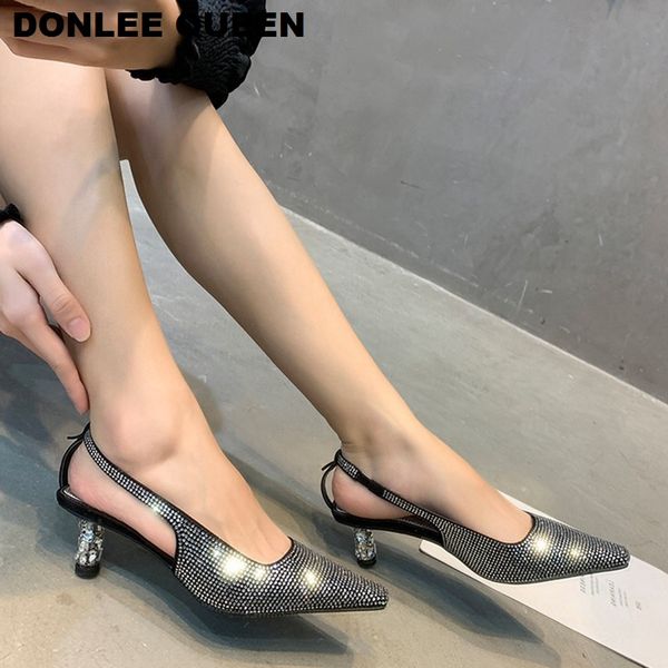 crystal thin high heels slingbacks sandals women shoes for party dress shoes woman pointy toe mules shoes mujer, Black
crystal thin high heels slingbacks sandals women shoes for party dress shoes woman pointy toe mules shoes mujer, Black