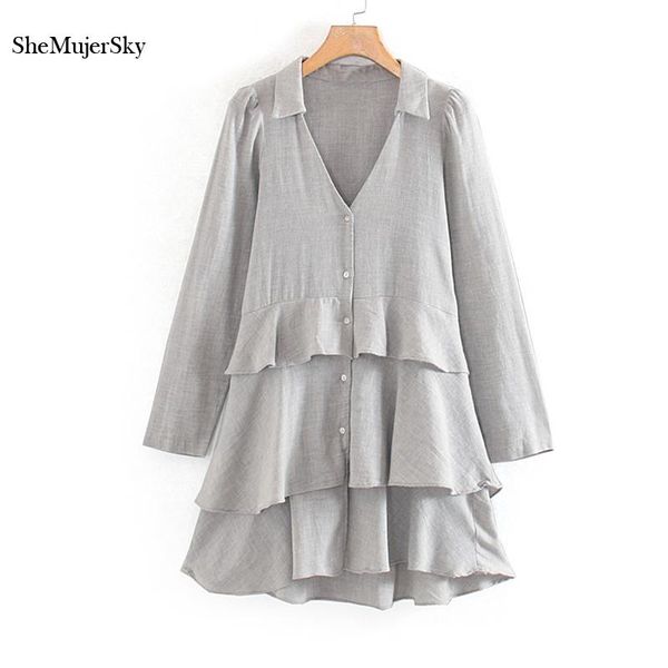 casual dresses shemujersky gray cotton linen shirt dress women autumn elegant ruffles mini 2021 turn-down collar vestidos bodycon, Black;gray
casual dresses shemujersky gray cotton linen shirt dress women autumn elegant ruffles mini 2021 turn-down collar vestidos bodycon, Black;gray