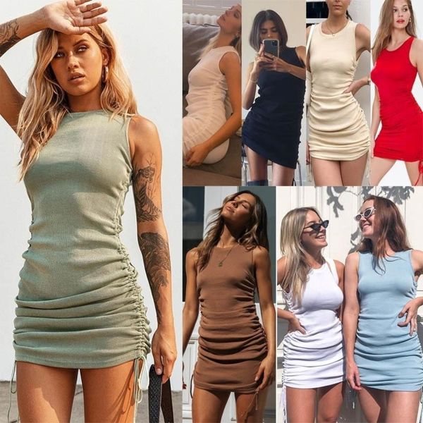 women hip vest dress summer mini skirt drawstring pleated slim dresses party streetwear night club clothing, Black;gray
women hip vest dress summer mini skirt drawstring pleated slim dresses party streetwear night club clothing, Black;gray