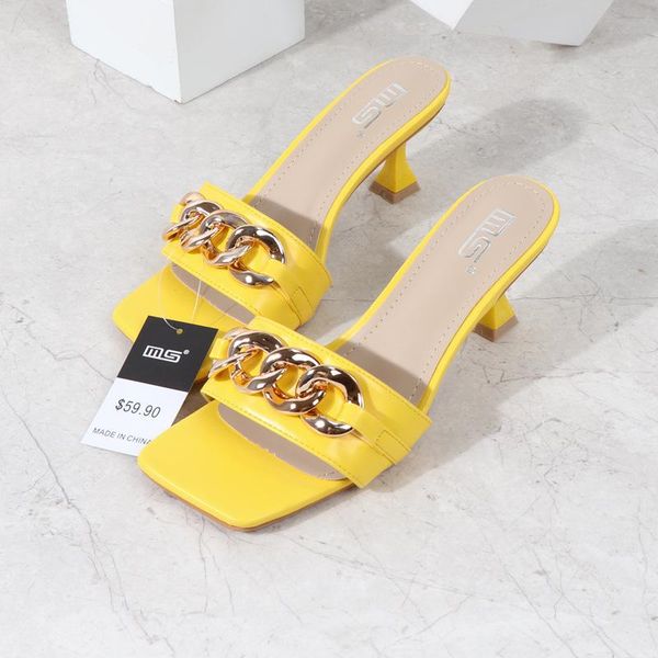 slippers summer women's women sandals 6cm heels shoes female golden metal chain ladies slipper fashion casual slides mules, Black
slippers summer women's women sandals 6cm heels shoes female golden metal chain ladies slipper fashion casual slides mules, Black
