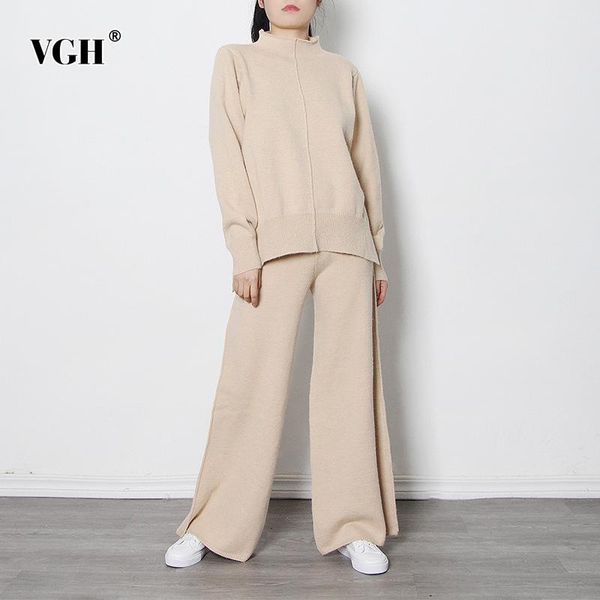 vgh casual two piece set for women o neck long sleeve pullovers wide leg pants knitted sets female 2021 autumn clothing fashion, White
vgh casual two piece set for women o neck long sleeve pullovers wide leg pants knitted sets female 2021 autumn clothing fashion, White