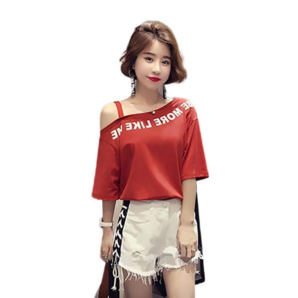 women's t-shirt red 2021 summer korean student loose off-shoulder casual bottoming short sleeve women half white
women's t-shirt red 2021 summer korean student loose off-shoulder casual bottoming short sleeve women half white