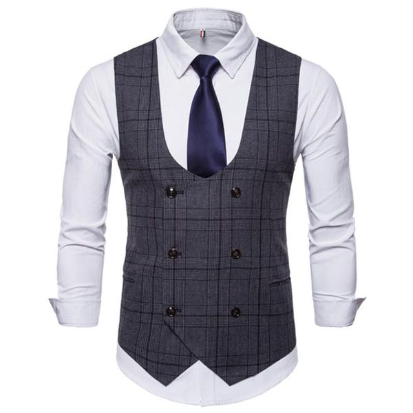 men's vests 2021 fashion business lattice suit vest / boutique double breasted waistcoat, Black;white
men's vests 2021 fashion business lattice suit vest / boutique double breasted waistcoat, Black;white