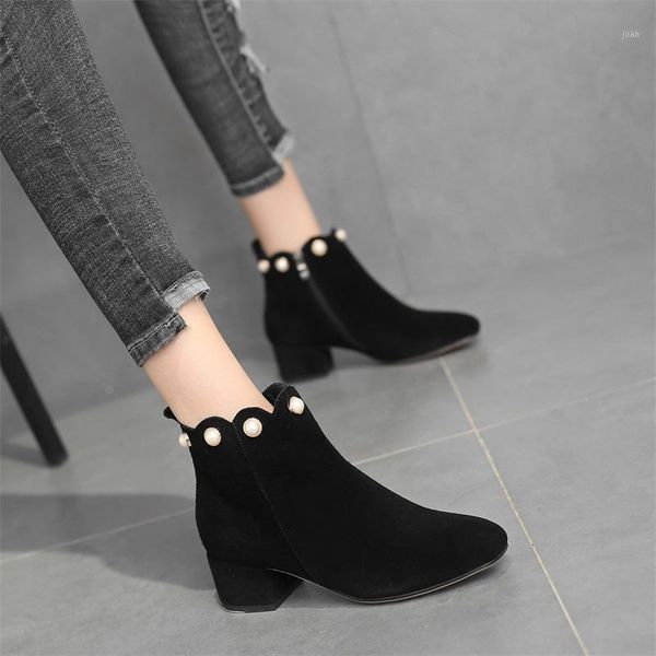 boots pearl zipper winter fashion ankle for women shoes woman block high heels solid black flock botas mujer1
boots pearl zipper winter fashion ankle for women shoes woman block high heels solid black flock botas mujer1