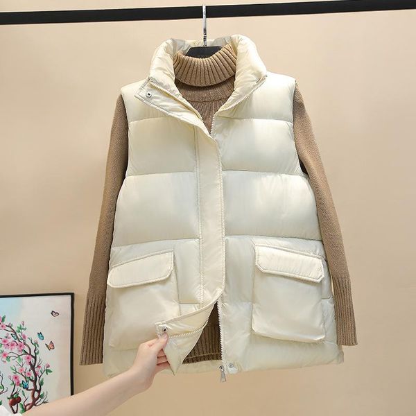 women's vests cotton vest short 2021 autumn and winter korean of big pocket waistcoat jacket, Black;white
women's vests cotton vest short 2021 autumn and winter korean of big pocket waistcoat jacket, Black;white