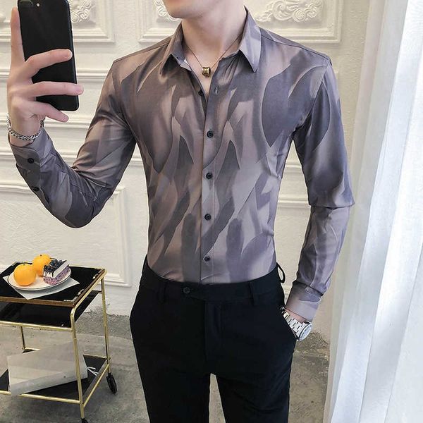 autumn man shirts business formal dress shirt camisa masculina print social streetwear club prom men clothing chemise homme 210527, White;black
autumn man shirts business formal dress shirt camisa masculina print social streetwear club prom men clothing chemise homme 210527, White;black