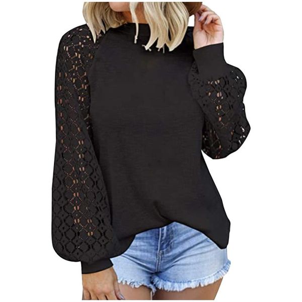 women's hoodies & sweatshirts autumn women modis lace lantern sleeve o-neck solid color casual lady loose street comfy, Black
women's hoodies & sweatshirts autumn women modis lace lantern sleeve o-neck solid color casual lady loose street comfy, Black