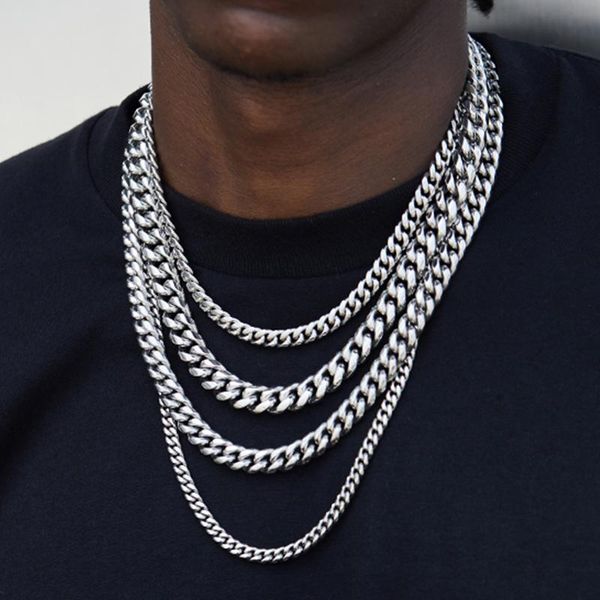 chains stainless steel cuban link chain necklace for men women hiphop jewelry rock punk chokers width 6/10mm metal gift, Silver
chains stainless steel cuban link chain necklace for men women hiphop jewelry rock punk chokers width 6/10mm metal gift, Silver