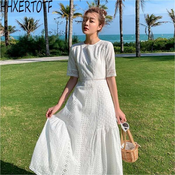 summer fashion elegant white cotton lace party dres short sleeve plus size dresses female vestidos 210531, Black;gray
summer fashion elegant white cotton lace party dres short sleeve plus size dresses female vestidos 210531, Black;gray