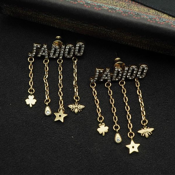 d house brass letter earrings female net red fashion temperament tassel star bee, Golden
d house brass letter earrings female net red fashion temperament tassel star bee, Golden