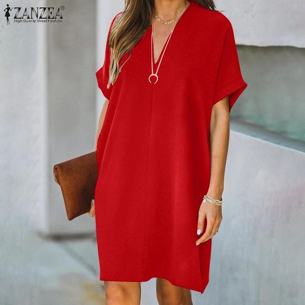 casual dresses 2021 zanzea women dress summer fashion short sleeve knee length vestidos solid ladies sundress v-neck oversized work robe, Black;gray
casual dresses 2021 zanzea women dress summer fashion short sleeve knee length vestidos solid ladies sundress v-neck oversized work robe, Black;gray