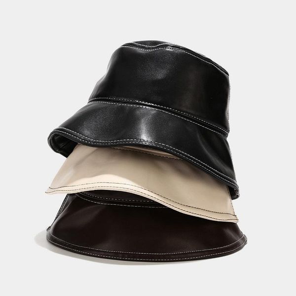 wide brim hats british retro pu women's bucket hat summer fisherman minimalist beach cap outdoor uv protection panama, Blue;gray
wide brim hats british retro pu women's bucket hat summer fisherman minimalist beach cap outdoor uv protection panama, Blue;gray