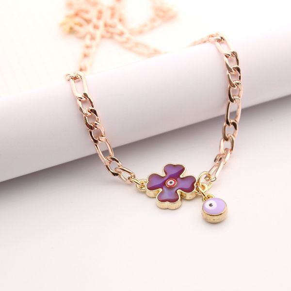 s2304 fashion jewelry purple flower necklace turkish symbol evil eye pendant chain necklaces, Silver
s2304 fashion jewelry purple flower necklace turkish symbol evil eye pendant chain necklaces, Silver