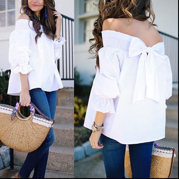 new 2021 off shoulder spring summer strapless women blouse bowknot slash neck shirts casual loose blusas plus size, White
new 2021 off shoulder spring summer strapless women blouse bowknot slash neck shirts casual loose blusas plus size, White