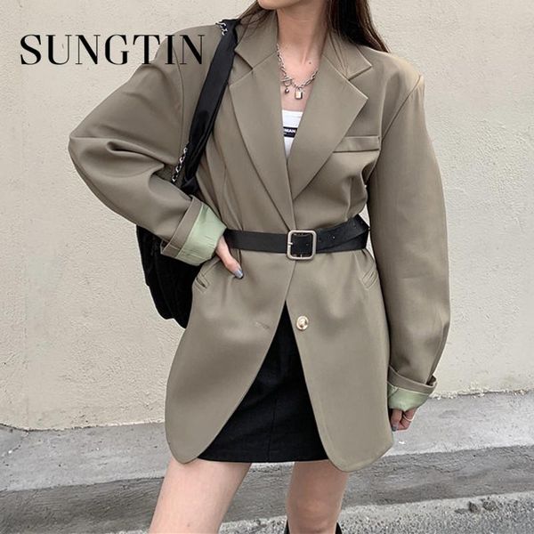 women's suits & blazers sungtin fashion korean blazer jacket women single breasted oversized office lady suit coat black female outerwe, White;black
women's suits & blazers sungtin fashion korean blazer jacket women single breasted oversized office lady suit coat black female outerwe, White;black